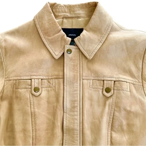 Identify Tan Leather Bomber Fall/Spring Jacket - Size 2 - Picture 3 of 10